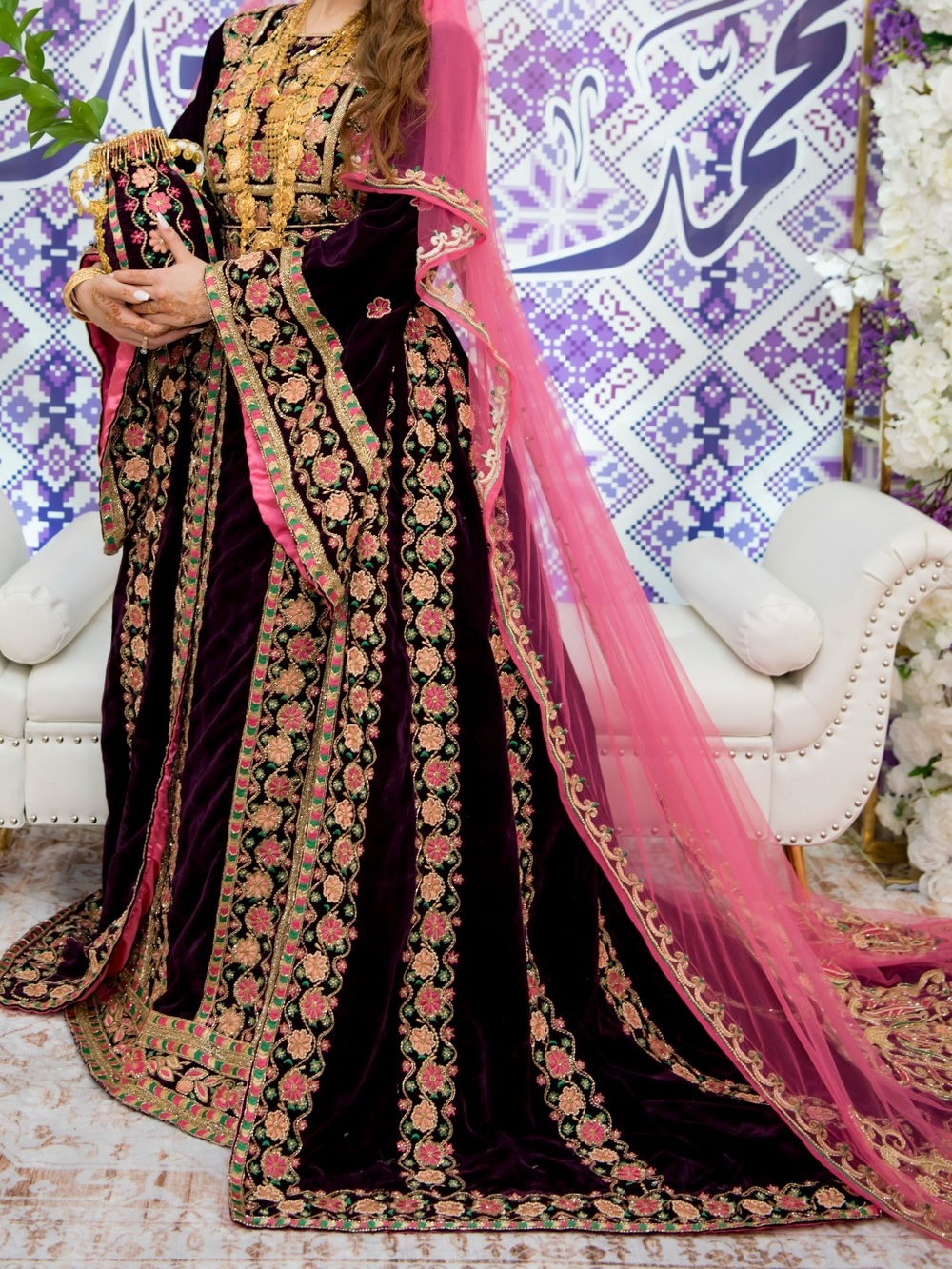 Hand made HENNA BRIDAL THOB with detachable puffy skirt WORN ONCE